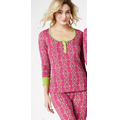 Magenta Royal Foulard Women's Long Sleeve 2 Piece Henley Pajamas